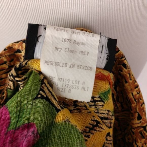 Vintage 90s Carole Little Beaded Floral Rayon Top Mexico Boho Festival Blouse - Picture 16 of 16